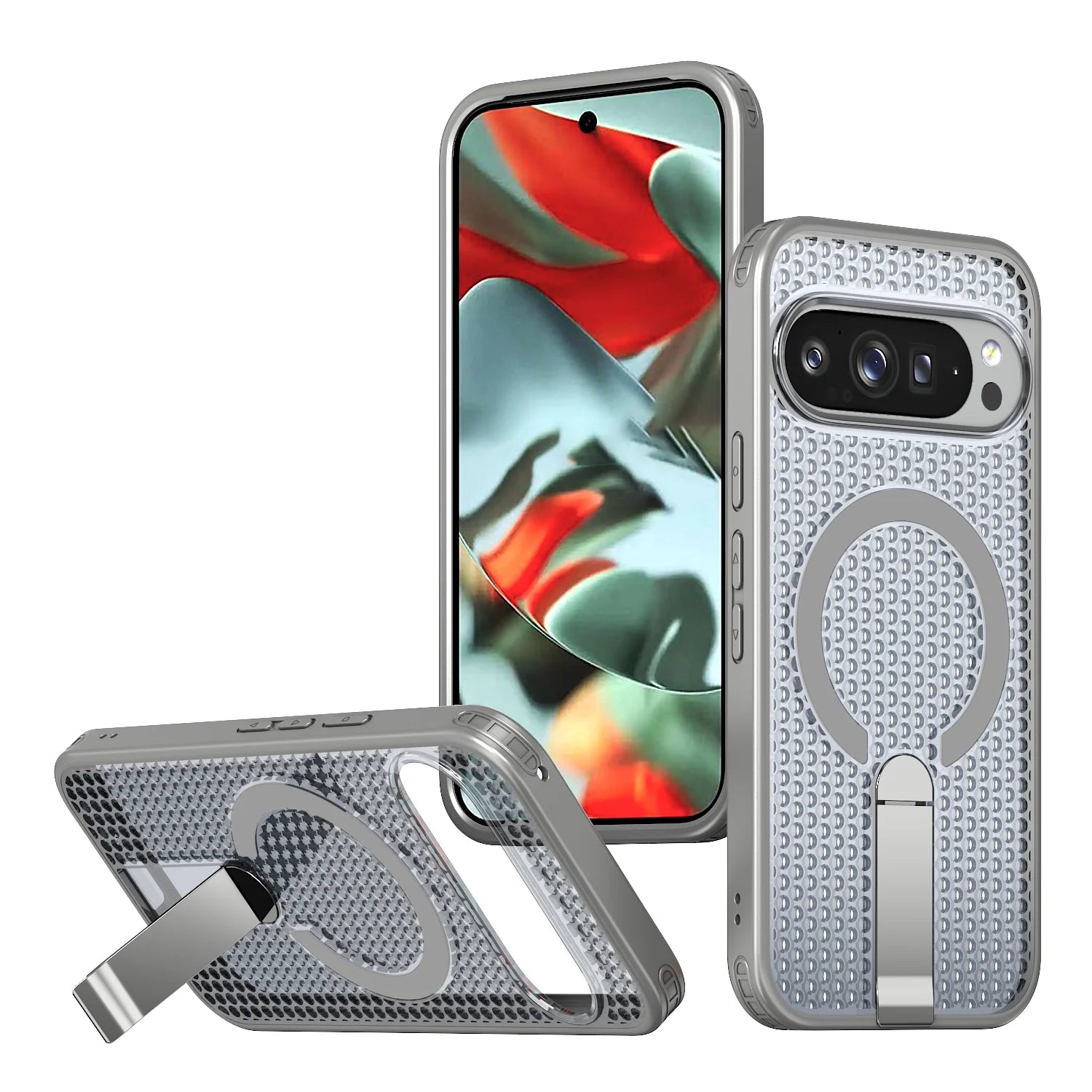 For Google Pixel 9a Case Pixel 10A 10 Pro 9 Pro XL Phone Case Luxury Magnetic Bracket Heat Dissipation Rugged Tough Cover Fundas