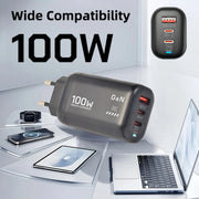 100W GaN PD Type C Charger USB QC 3.0 For Laptop Ipad PPS Fast Charge EU UK For Samsung Xiaomi iPhone 15 16 Pro Max Mobile Phone