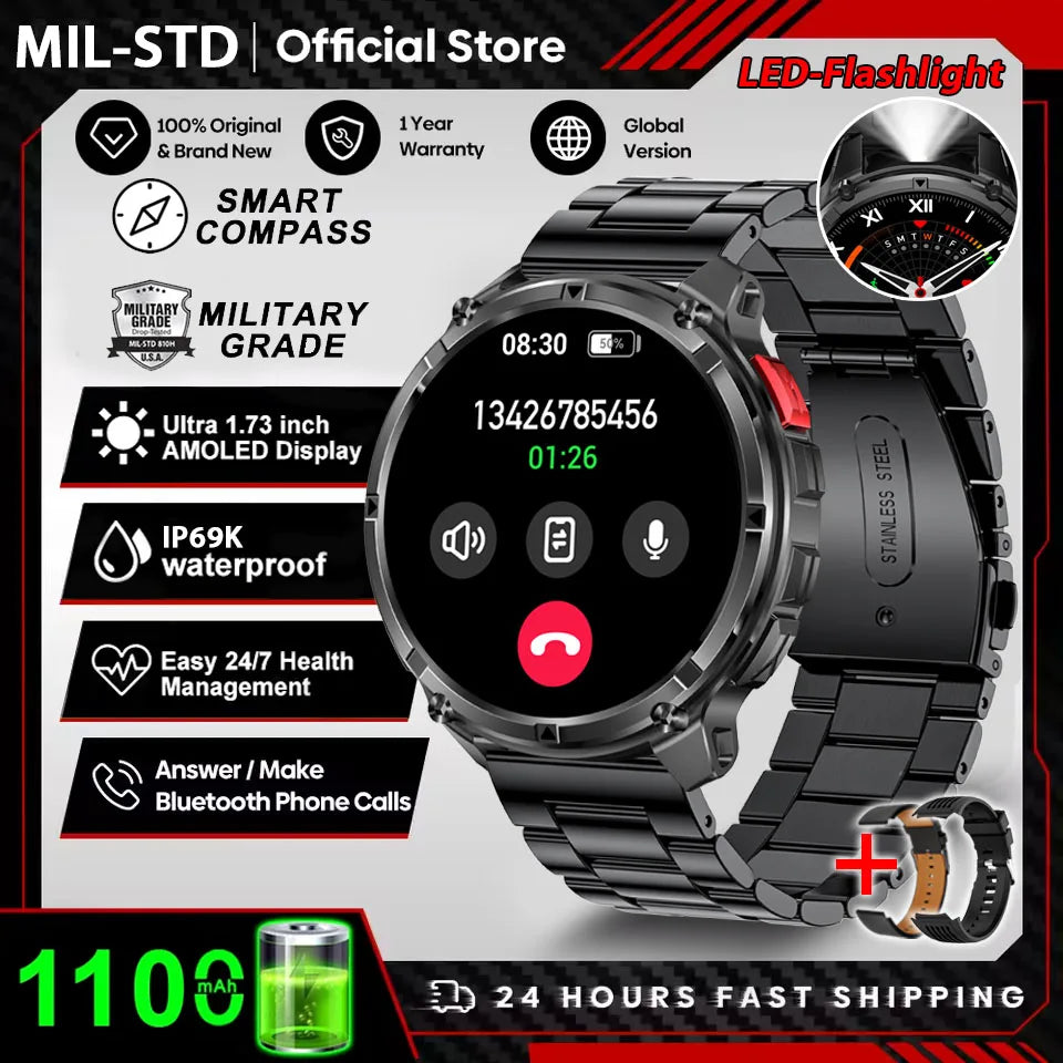 2026 New T-Rex3 Pro GPS Sports 1100mAh Smartwatch Men 120-Day Standby Clock Rugged Outdoor Sport 10ATM Waterproof Call Watches