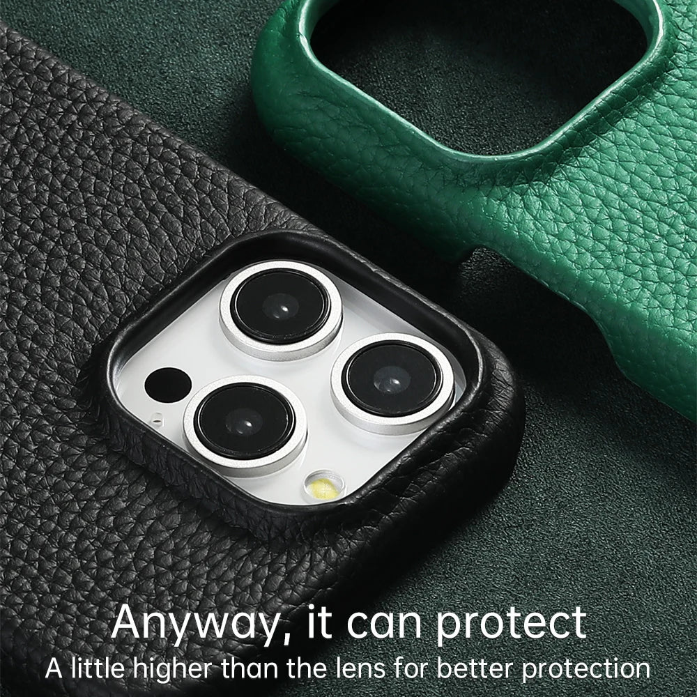 LANGSIDI Natural Cowhide Leather for Magsafe Case for iPhone 16 15 Pro Max Promax 15Pro 16Pro Luxury Magnetic Phone Back Cover