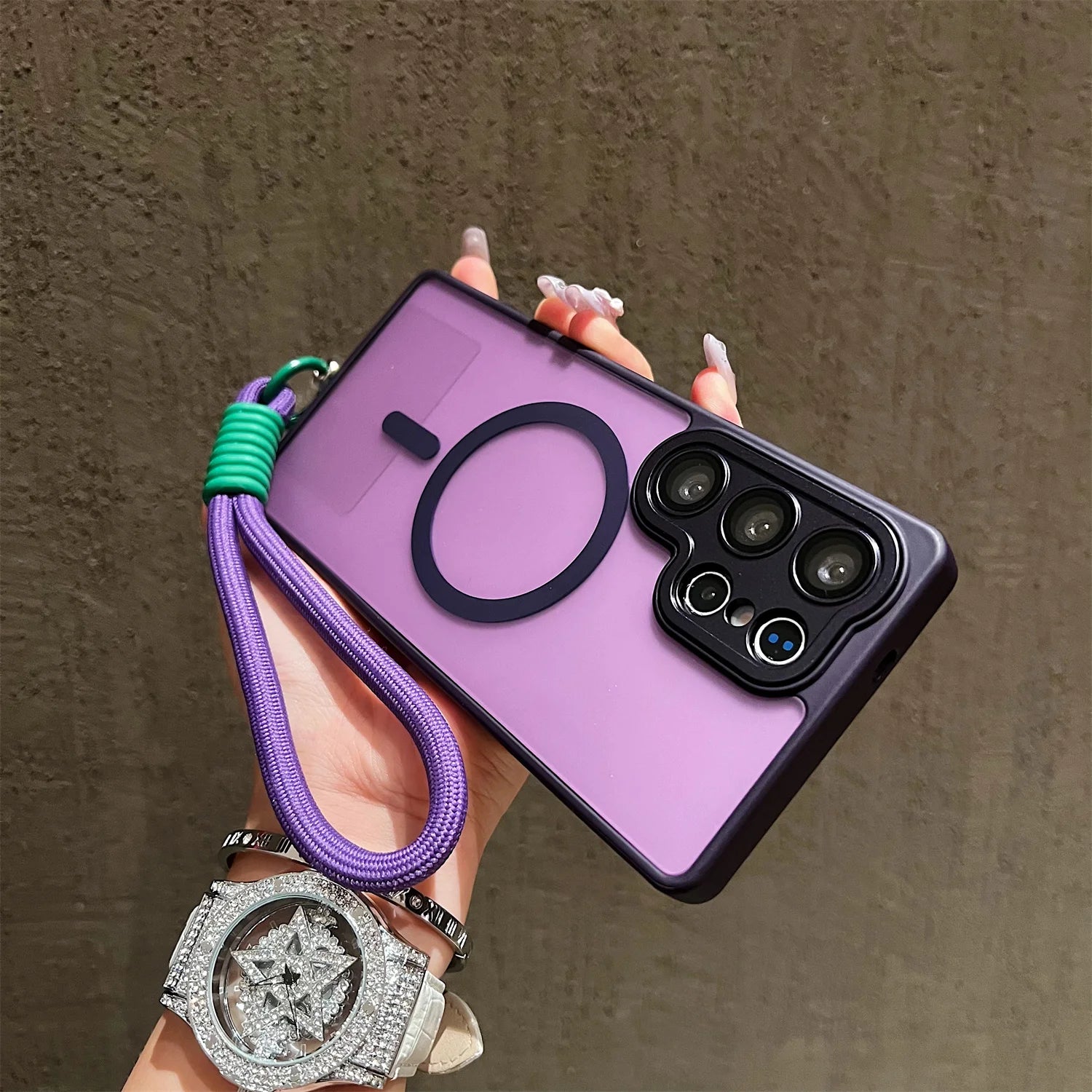 Matte Translucent With Lanyard Magnetic Case for Samsung Galaxy S26 S25 S24 S23 UItra Plus S24 25FE Magsafe Wireless Charge Cove