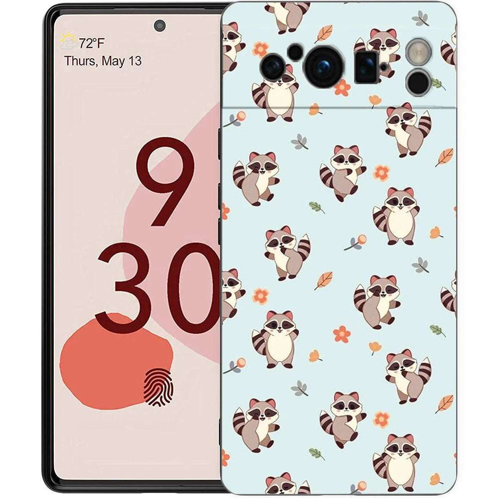 Raccoon Phone Case For Google Pixel 10 9 8 7 6 Pro XL 9A 8A 6A 7A 5G Soft Shockproof TPU Black Cover