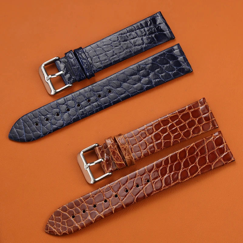 High end crocodile leather strap, 18 19 20 21 22MM. Black brown soft, quick release, leather luxury men's and women's watchband