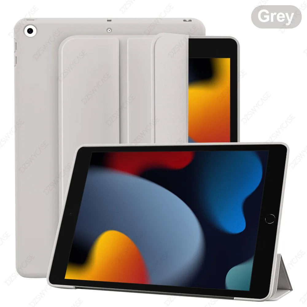 Silicone Case For iPad 9/8/7th Gen 10.2-inch, Lightweight Smart Trifold Stand Cover, Shockproof Soft TPU Back, Auto Sleep/Wake
