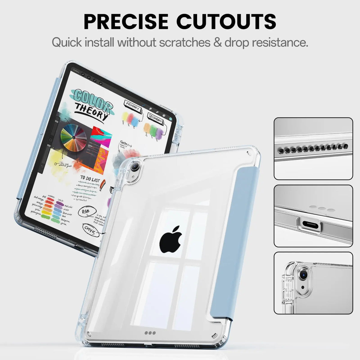 Tablet Case for Apple iPad (A16) 11th Generation 11 Inch 2025 / 10th Generation 10.9 Inch 2022 Transparent Back Smart Cover