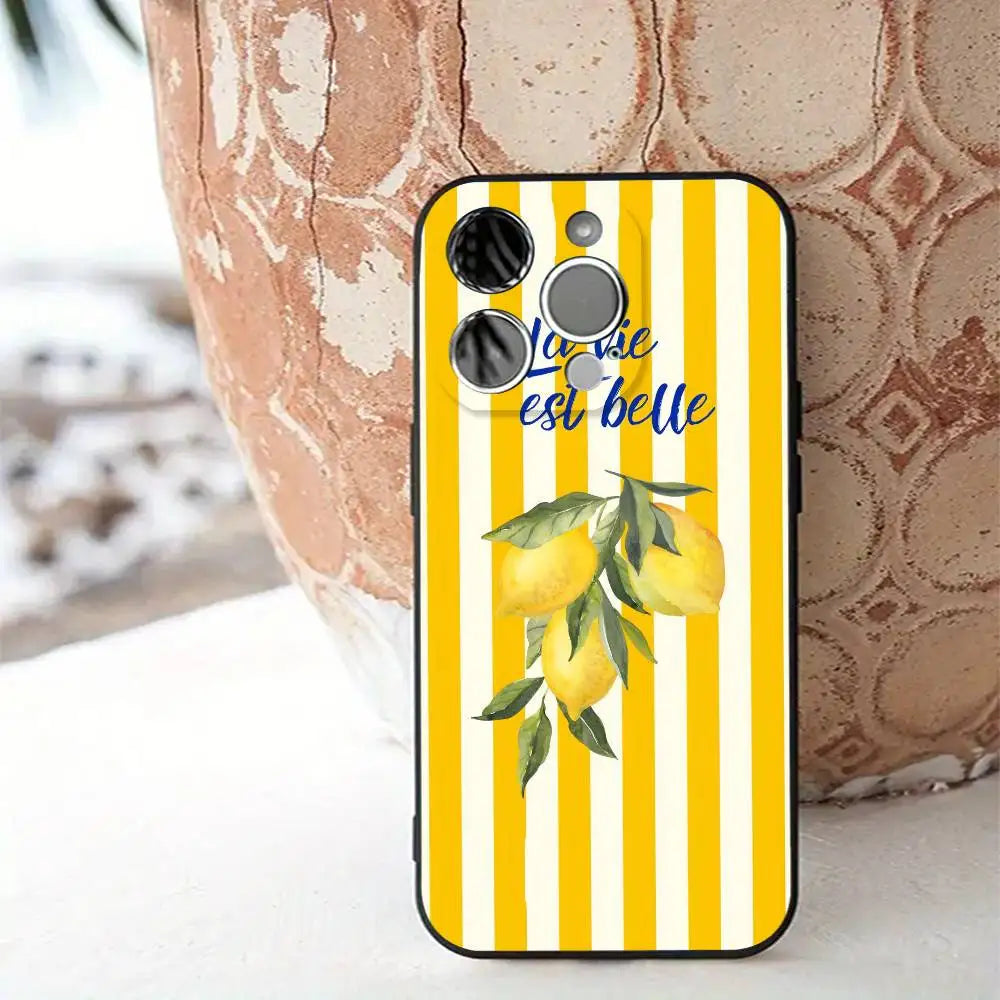 Summer Fruit Lemon Phone Case For Samsung Galaxy S26 ULTRA S25 S24 S23 S22 S21 S20 Ultra Plus FE Note 20 10 Plus Silicone Cover