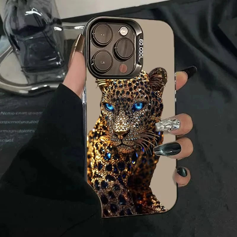 Gold and Slivery Leopard Print Phone Case for Samsung Galaxy S25 S24 S23 S22 S21 S20 Ultra Plus FE A55 A54 A53 A34 A35 A15 Cover