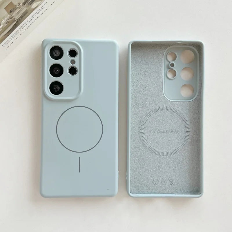 Original Magnetic Liquid Silicone Case For Samsung Galaxy S26 S25 S24 S23 S22 Ultra Plus For Magsafe Wireless Charge Soft Cover