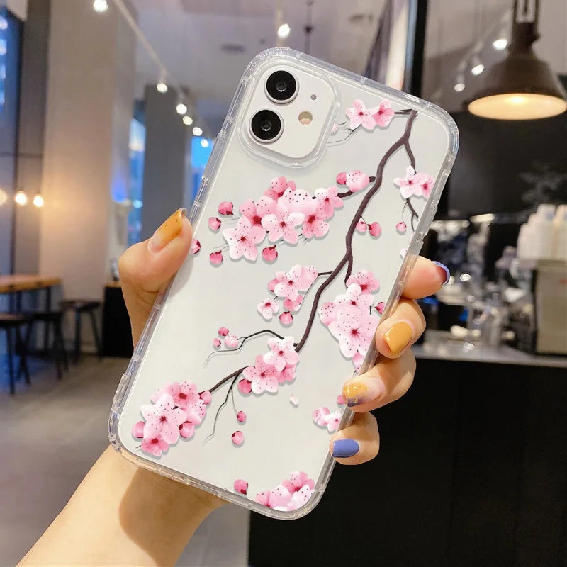 Fashion Blue Flower Florals Phone Case For Samsung S25 Ultra Case Samsung S24 S23 S22 Ultra S 25 Plus S20 S21 S23 FE Cases Cover