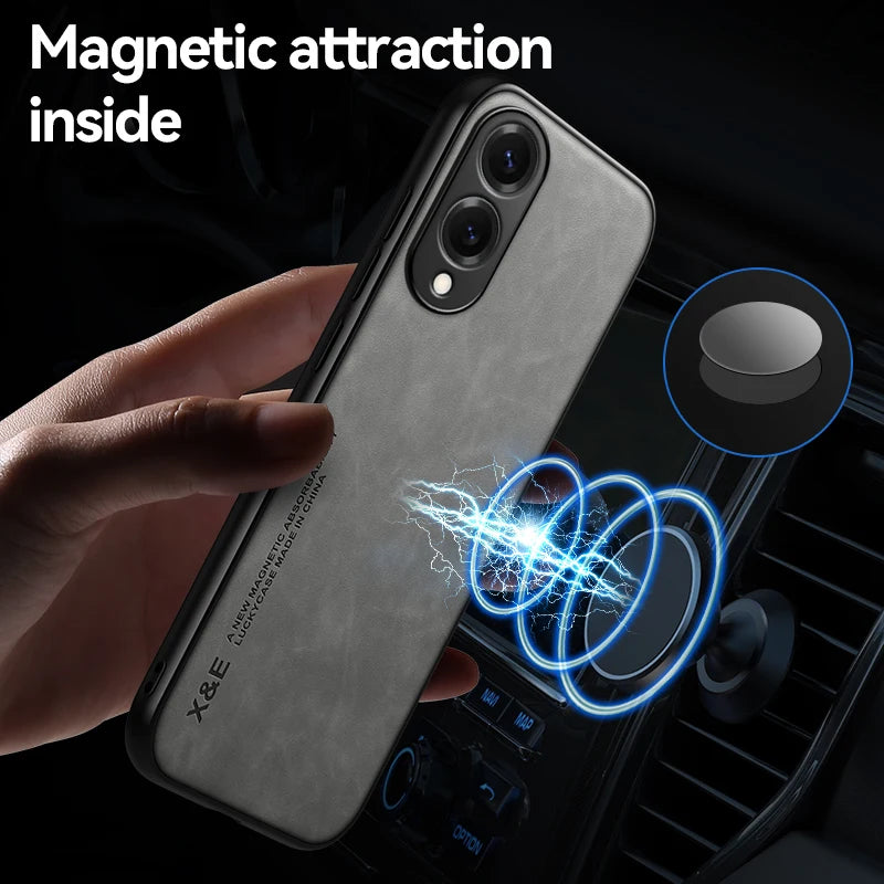 Magnetic Sheepskin Leather Case For Samsung Galaxy S26 S25 S24 S23 S22 S21 S20 Ultra FE S25 Edge S10 S9 Plus Shockproof Cover