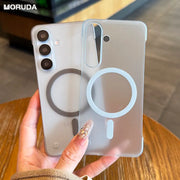 for Magsafe Frameless Frosted Case for Samsung Galaxy S26 Ultra S25 S24 Plus S22 S23 FE Magnetic Hard PC Shockproof Slim Cover