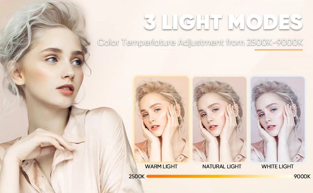 LED Selfie Light 120 LED 3000Mah Rechargeable Phone Light Clip 3 Light Modes Ring Light for Phone iPad Camera Laptop Selfie