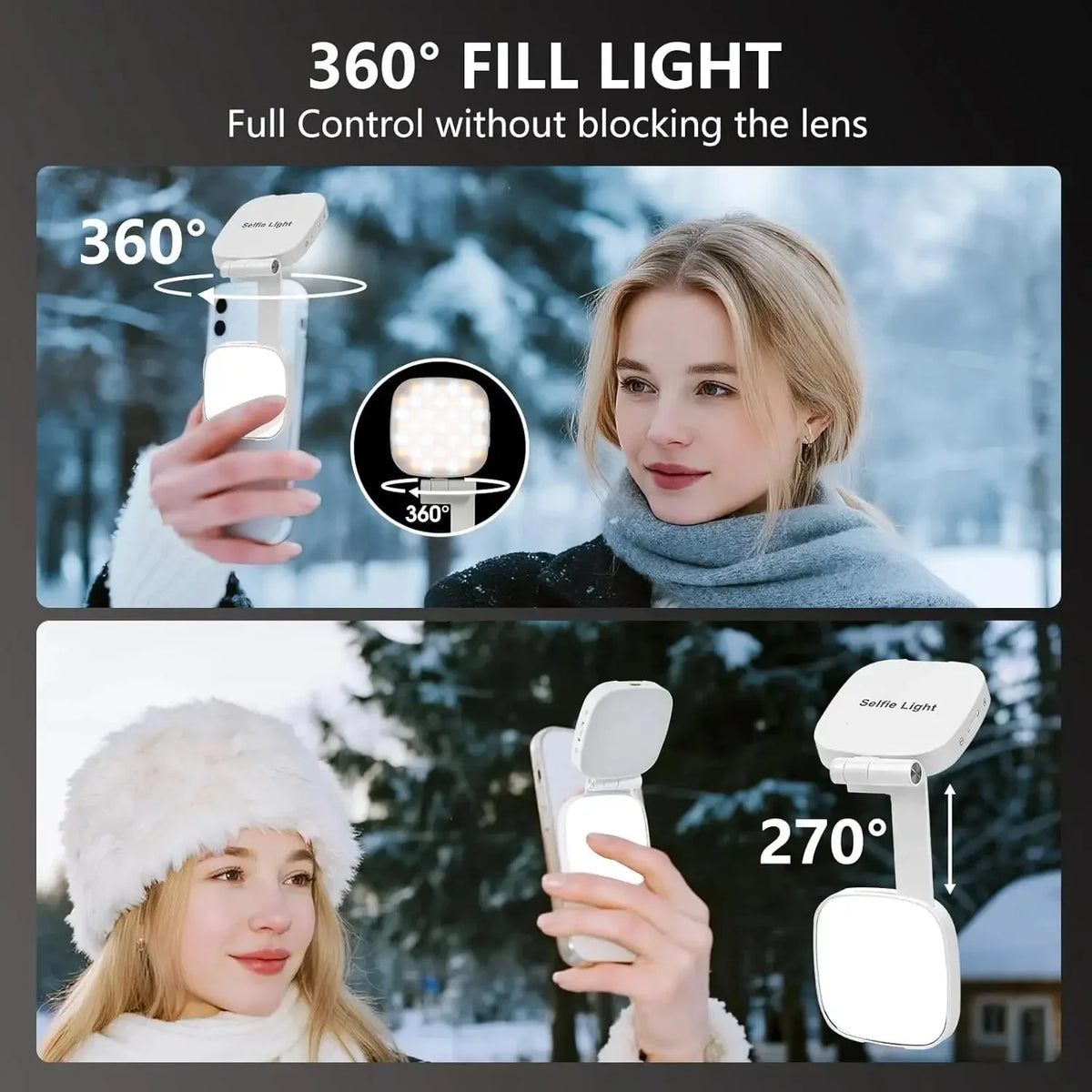 Magnetic Selfie Light for MagSafe iPhone 360° LED Ring Fill Light with Mirror Perfect for Selfies Vlog and Video Calls