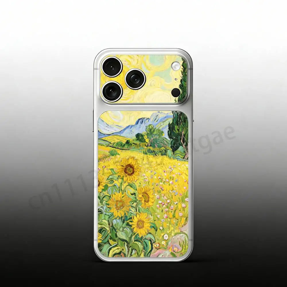 Sunflower Art V-Van G-Gogh For iPhone 17proMax/17pro Full Cover Decal Skin Wrap Colorful Rear Protective Sticker Film