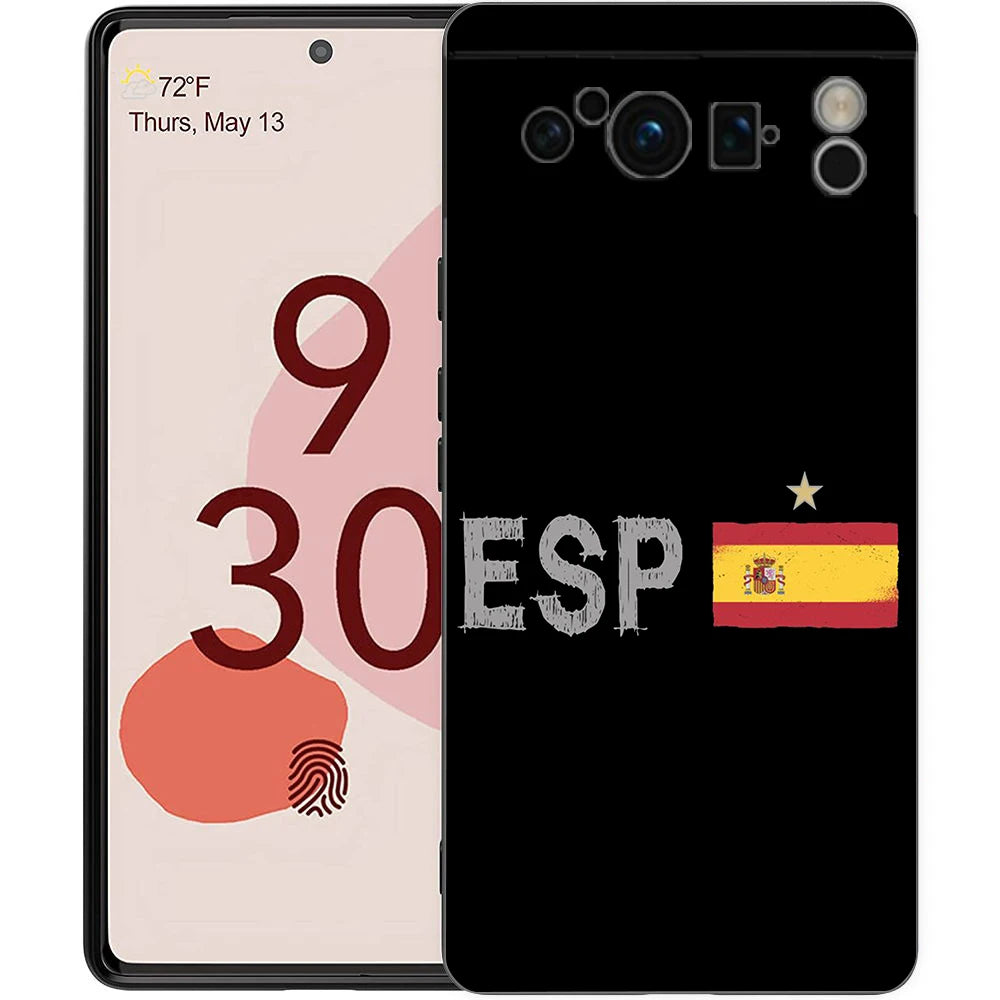 Spain flag Phone Case For Google Pixel 10A 10 9 8 7 6 Pro XL 9A 8A 6A 7A 5G Soft Shockproof TPU Black Cover