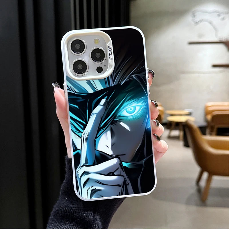 Cool Jujutsu Satoru Gojo Plating Hard Case for iPhone 17 Air 16 15 11 12 14 13 Pro Max XS X XR Plus 8 7 SE 2020 Shockproof Cover