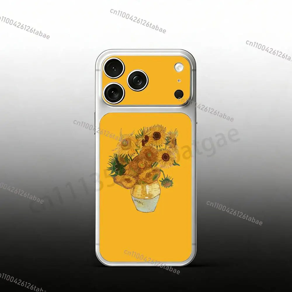 Sunflower Art V-Van G-Gogh For iPhone 17proMax/17pro Full Cover Decal Skin Wrap Colorful Rear Protective Sticker Film