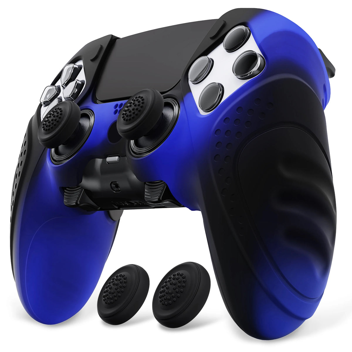 PlayVital Anti-Slip Silicone Cover for PS5 Edge Controller, Rubber Protector Case with Thumb Grip Caps - Guardian Edition Series