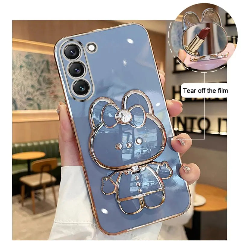 Mirror Plating Phone Holder Case For Samsung Galaxy S23 S20 S22 S21 S10 S9 S8 Note 10 20 8 9 Plus Ultra 5G S20 Fe Stand Cover