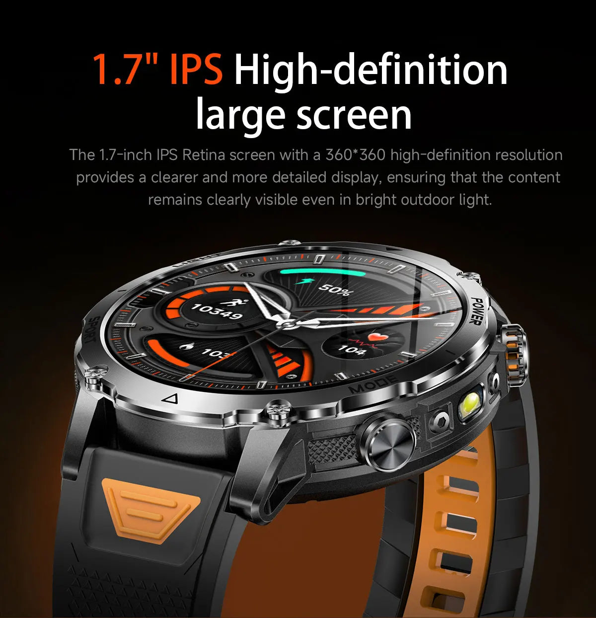 New 1400mAh Big Battery Smart Watch Men Outdoor GPS Flashlight IP68 Waterproof Bluetooth Call AMOLED Military Sports Smartwatch