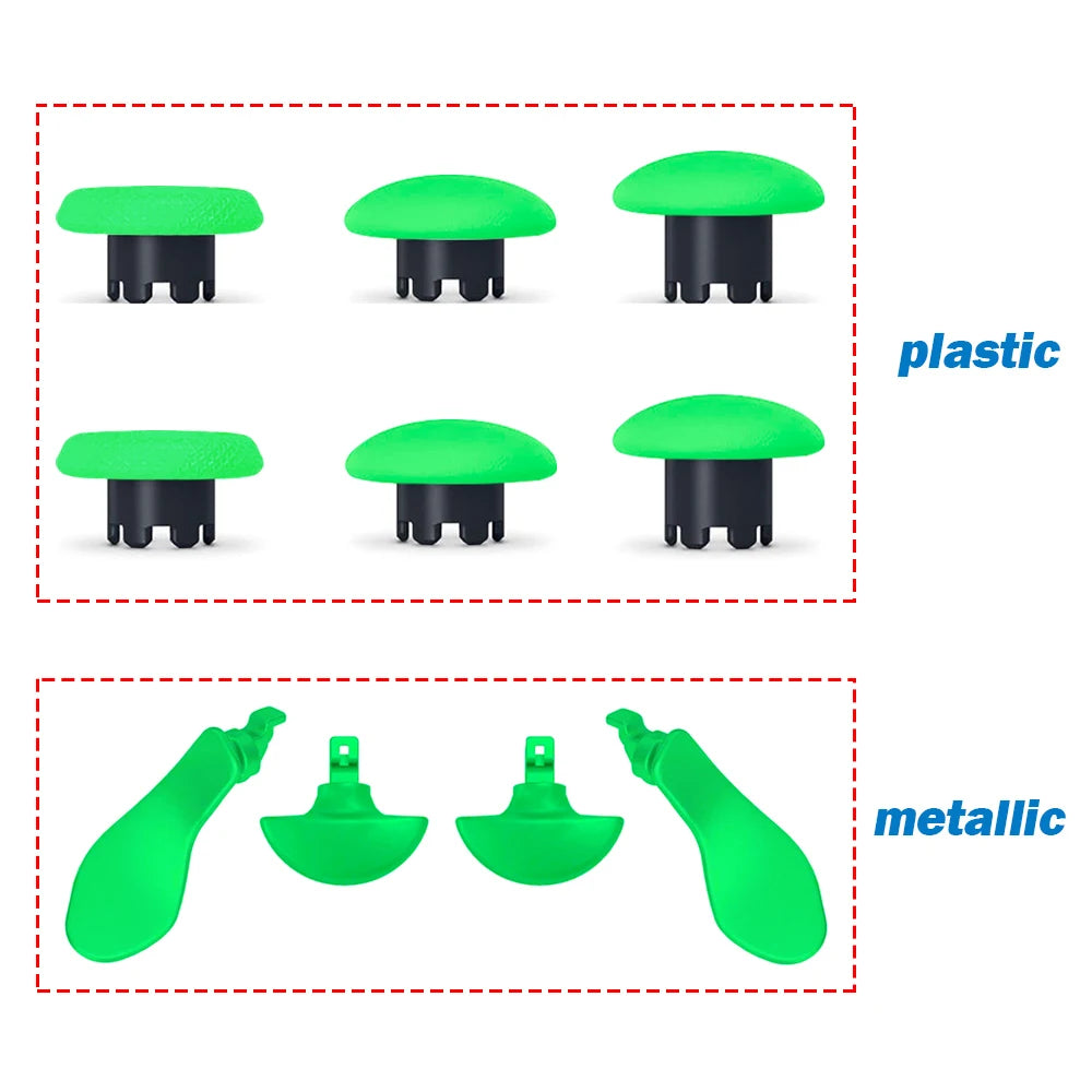 Replacement Thumbsticks Joysticks Cap For PS5 Edge Dualsense Controller and 4 Paddles Green Color