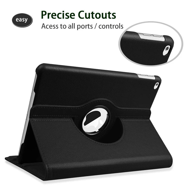 For iPad Pro 12.9 2018 2020 2021 2022 2015/2017 Smart Leather Case 360° Rotation and Sleep Wake Function Protective Shell