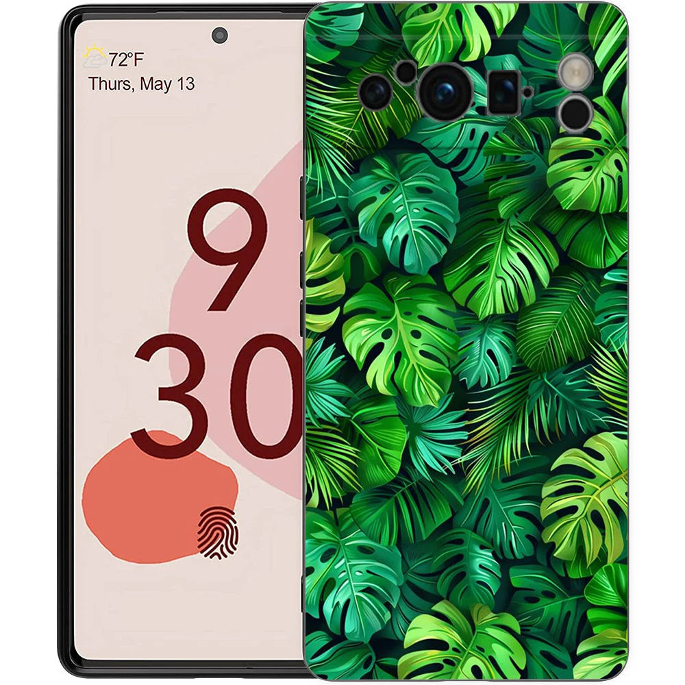 Leaves Monstera Green Phone Case For Google Pixel 10 9 8 7 6 Pro XL 9A 8A 6A 7A 5G Soft Shockproof TPU Black Cover