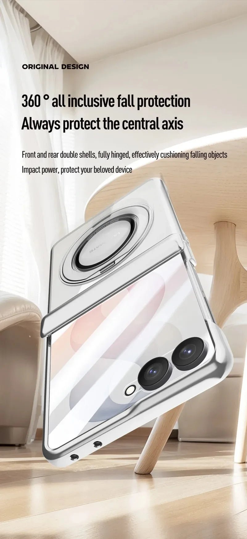 Premium Transparent Magnetic Snap-back Wristband Phone Case For Samsung Galaxy Z Flip 8 With Glass Screen Hinge Protection Cover