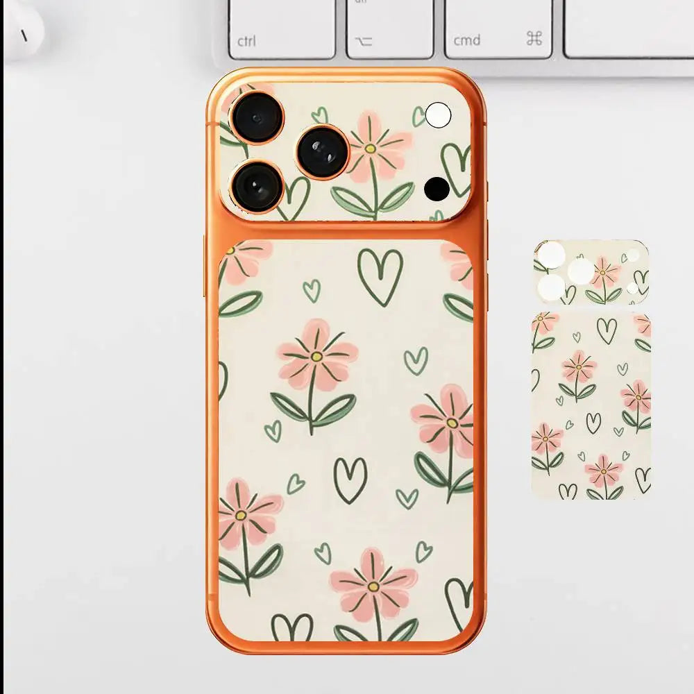 Floral Pattern Back Cover Decal Protective Sticker For Iphone 17 Pro Max Skin Sticker Back Protective Decorative Stickers