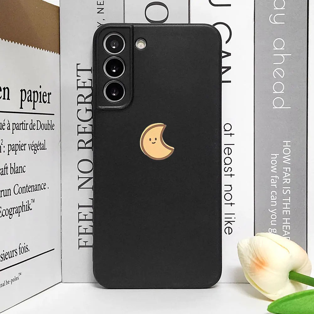 Simple Sun Moon Mountain Couples Painted Phone Case For Samsung Galaxy S23 S24 S25 Ultra S22 S21 S20 Plus FE A15 A54 A55 Cover