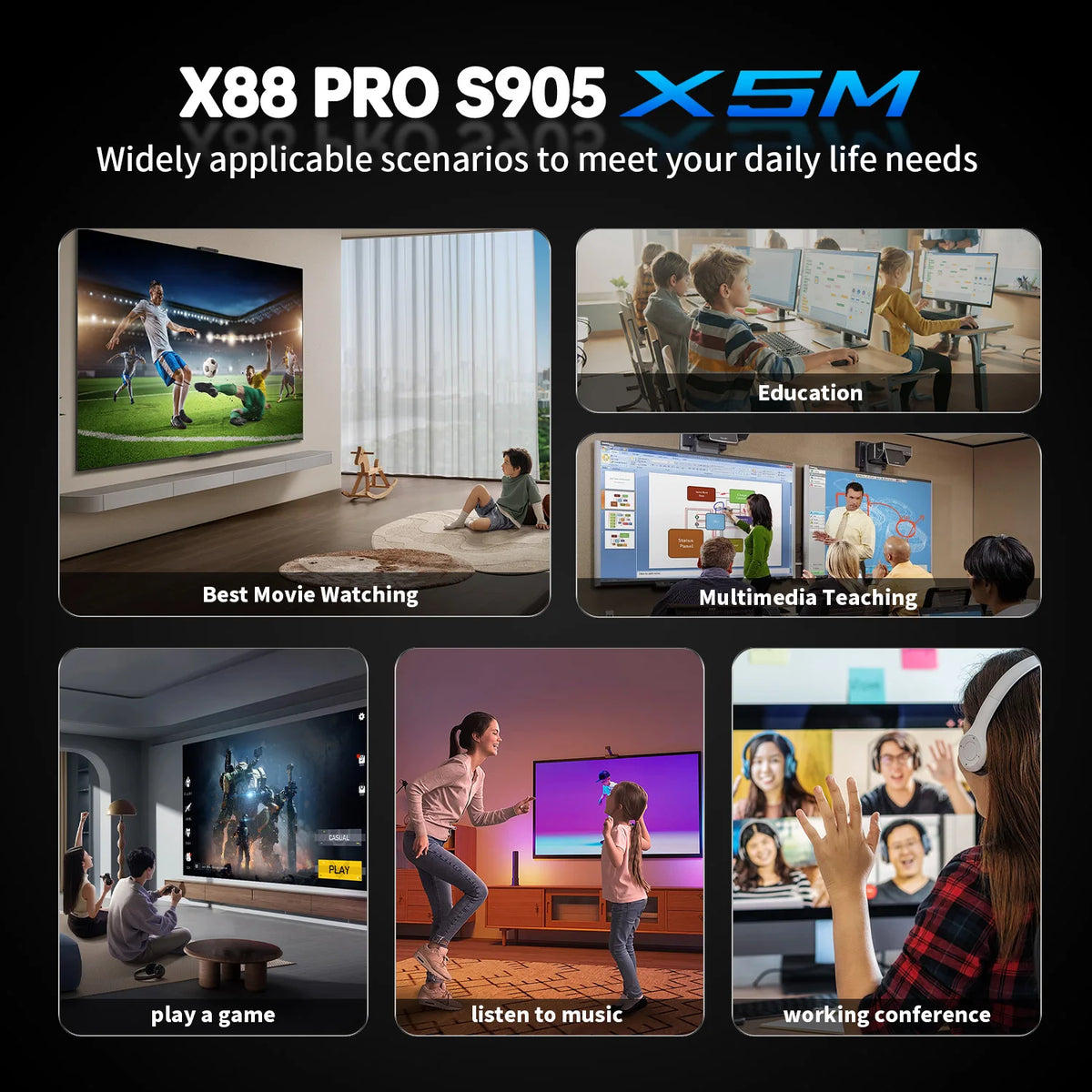 X88 PRO X5M Android 14 TV Box HD 8k 2.4G 5G Wifi6 BT5.0 1000M Lan 3D Amlogic S905X5M & S905A