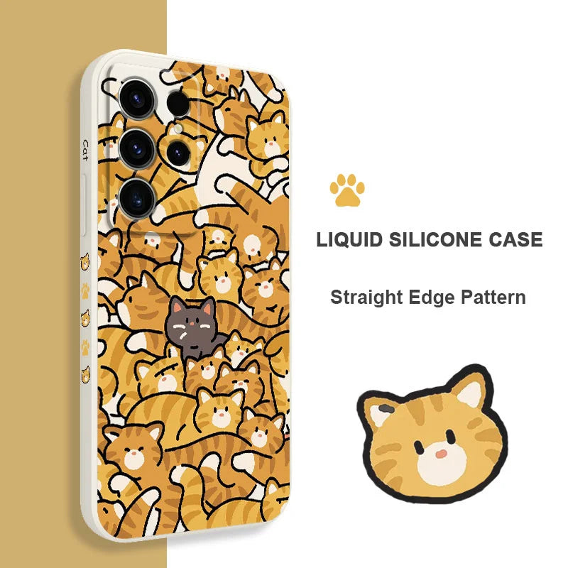 Orange Cats Phone Case For Samsung Galaxy S25 S24 S23 S22 S21 S20 S10 Ultra Plus FE Note 20 Ultra 10 Plus Cover