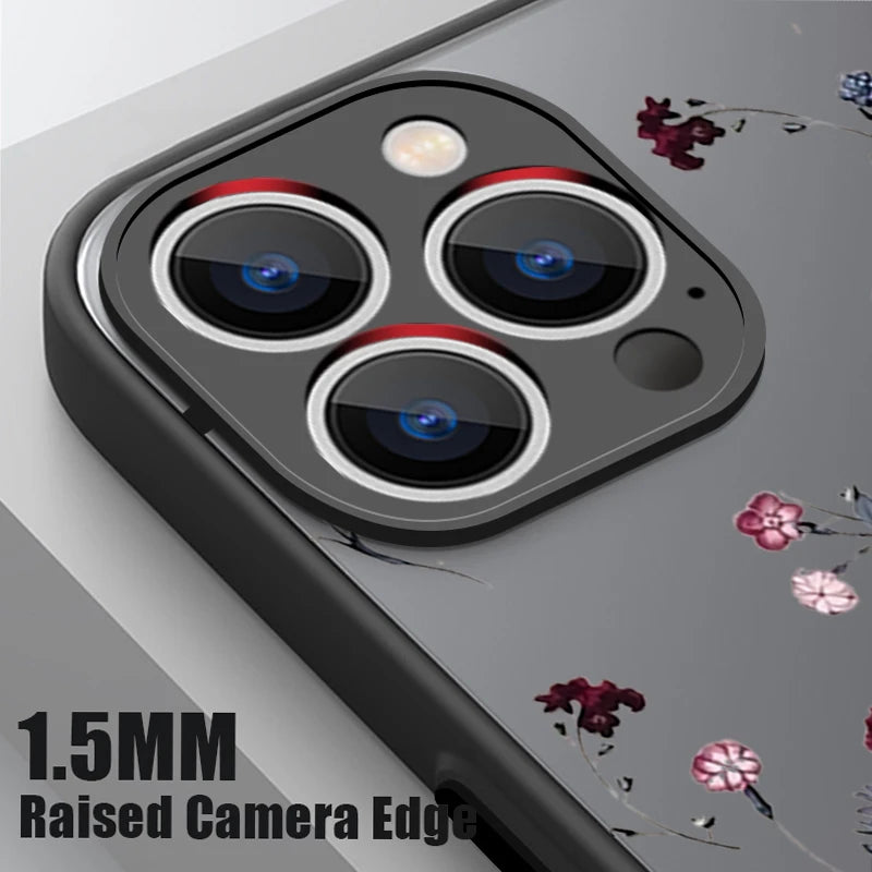 Translucent Matte Phone Case For iPhone 17 17e 16e 16 15 Pro 14 13 Pro Max For Magsafe Colorful Small Flowers Print Back Cover