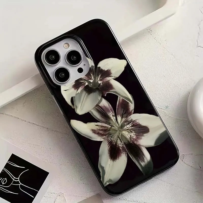 Lily Orchid Flower Print Soft Phone Case For iPhone 16 17 15 14 13 12 11 Pro Max XS X 7 8 16e 16 Plus SE 2022 Shockproof Cover