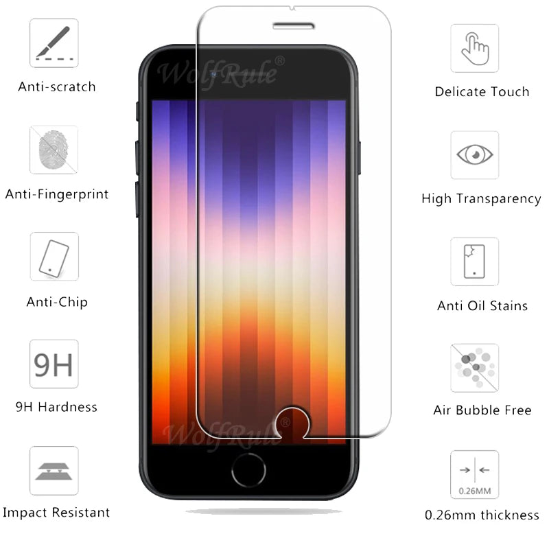 1/2/3/4Pcs For iPhone SE 2022 Glass iPhone SE 2022 2020 7 8 Plus Tempered Glass Transparent Clear 9H Screen Protector iPhone SE