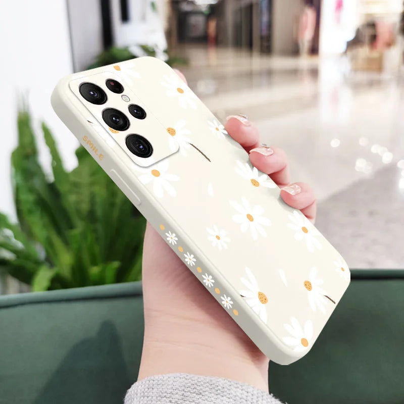 Plain Daisies Phone Case For Samsung Galaxy S25 S24 S23 S22 S21 S20 S10 S10E Ultra Plus FE Note 20 Ultra Plus Cover