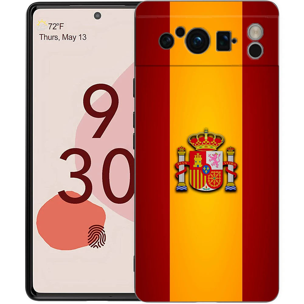 Spain flag Phone Case For Google Pixel 10A 10 9 8 7 6 Pro XL 9A 8A 6A 7A 5G Soft Shockproof TPU Black Cover