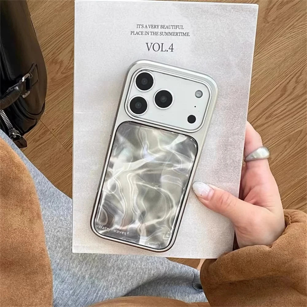 Luxury Water Ripples Pattern Electroplated Resin Casting Phone Case For iPhone 17 Air 16 Pro Max 15 14 Plus 13 12 11 Back Cover