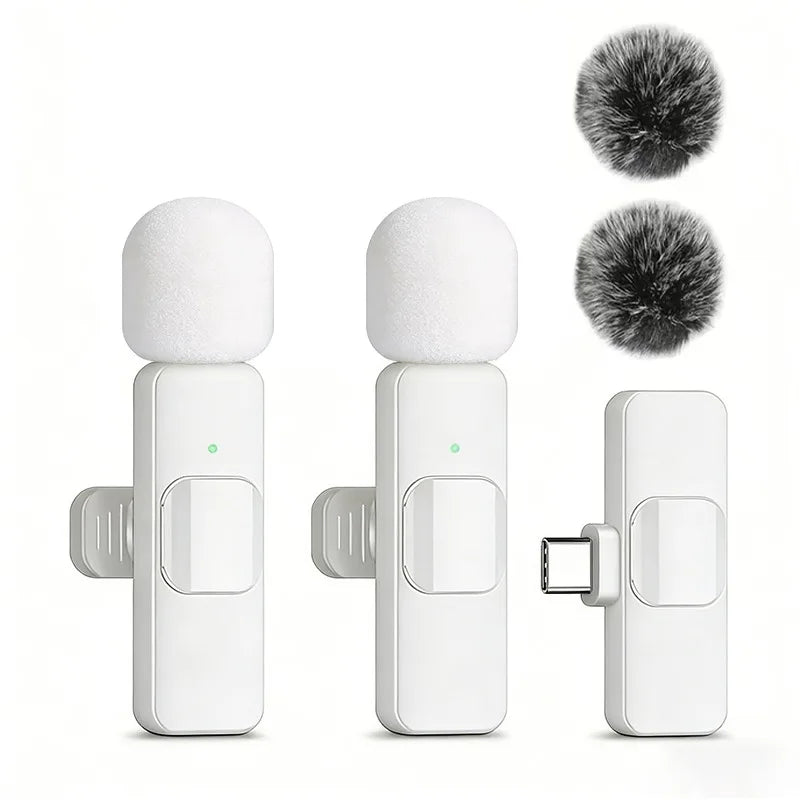 Wireless Lavalier Microphone Mini Lapel Mic with Noise Cancellation for iPhone/Android USB-C Video Podcast Vlog Recording