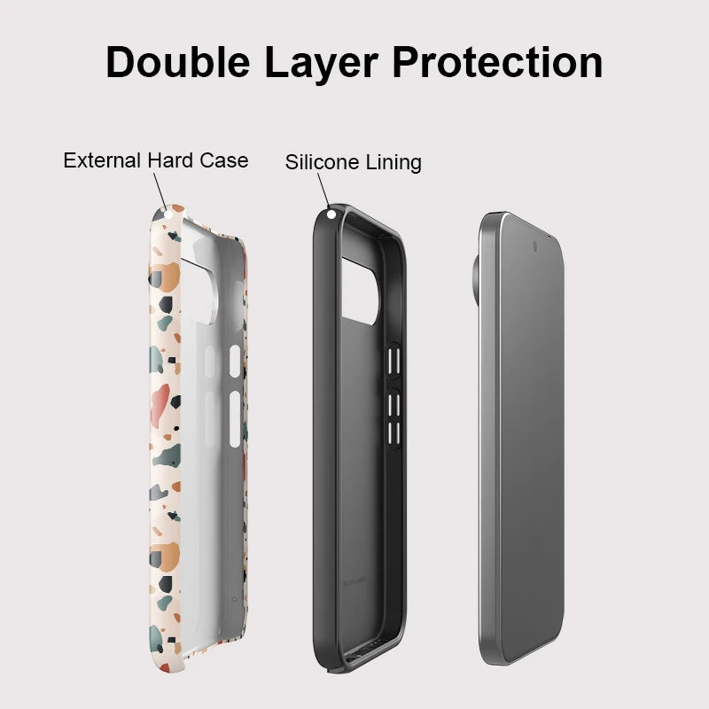 Fcicicase 2 in 1 Dual Layer Phone Case For Google Pixel 10 9 Pro XL 8A 8 9 10 Pro 10A 7A Marble Pattern Shockproof Hoesje