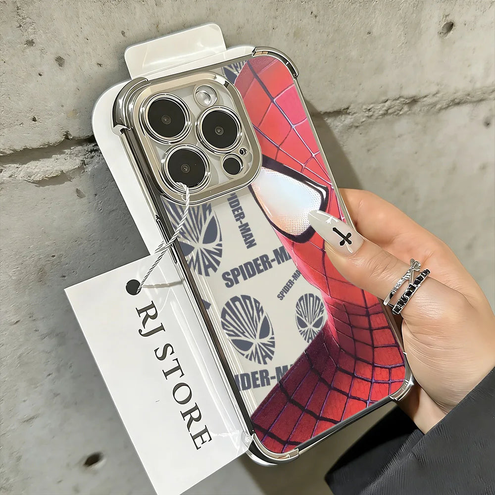Cool Spidermans Venoms Plating Phone Case For iPhone 17 17e 16 15 14 13 12 11 Pro Max X XR XSMax Mini Air Plus Anti-Fall Airabag