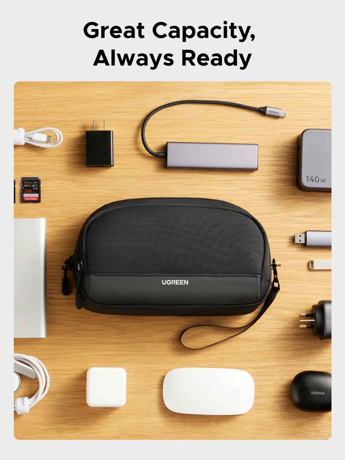 UGREEN Storage Bag Case Organizer Bag S/M Size for Laptop Power Adapter HUB Earphone Cable Charger PC Digital Laptop Accessories