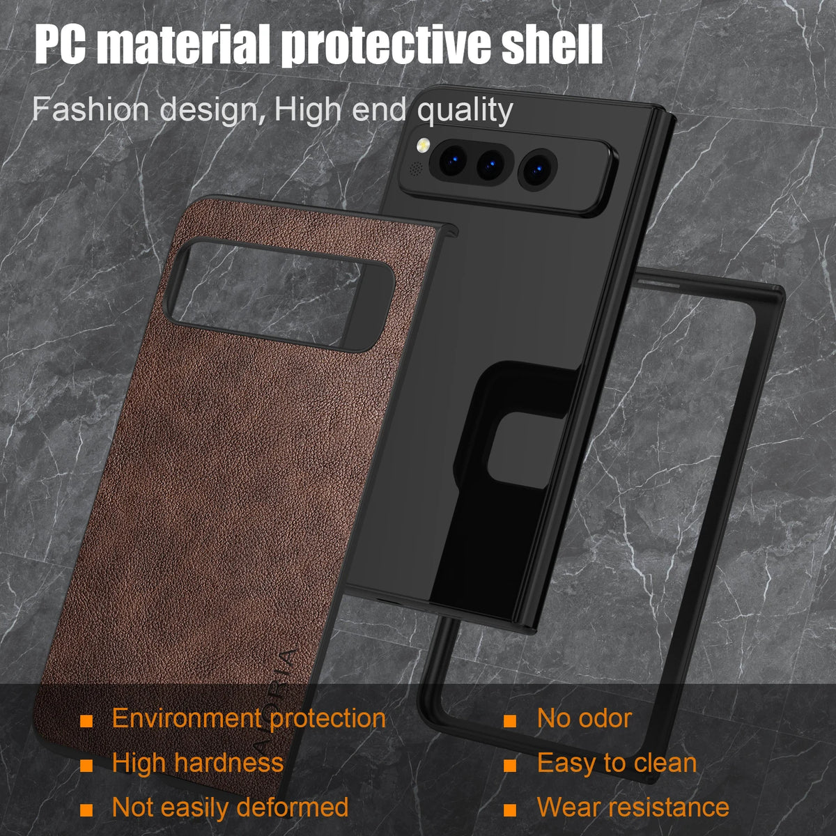 PU Leather Case for Google Pixel Fold 5G Simply Business Style Hard PC with PU 2in1 Material