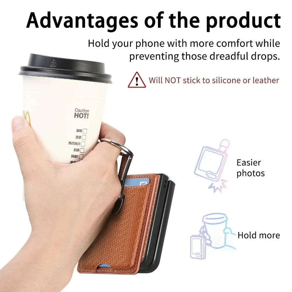 Luxury Ring Stand Leather Phone Case for Samsung Galaxy Z Flip 8 Flip 7 6 5 4 3 Flip7 FE Wallet Card Slot Shockproof Cover