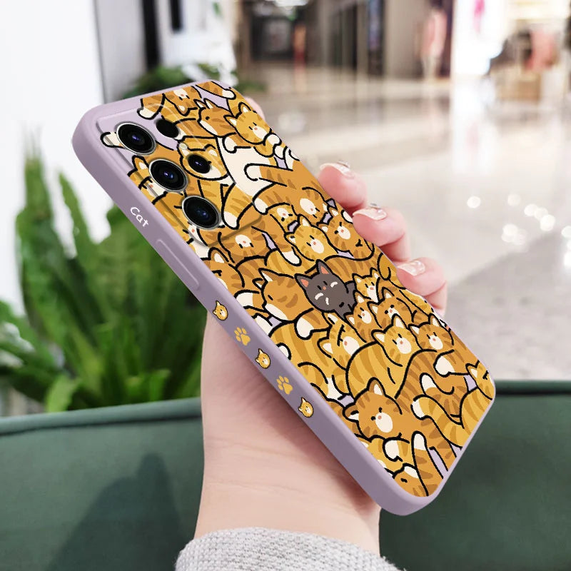 Orange Cats Phone Case For Samsung Galaxy S25 S24 S23 S22 S21 S20 S10 Ultra Plus FE Note 20 Ultra 10 Plus Cover