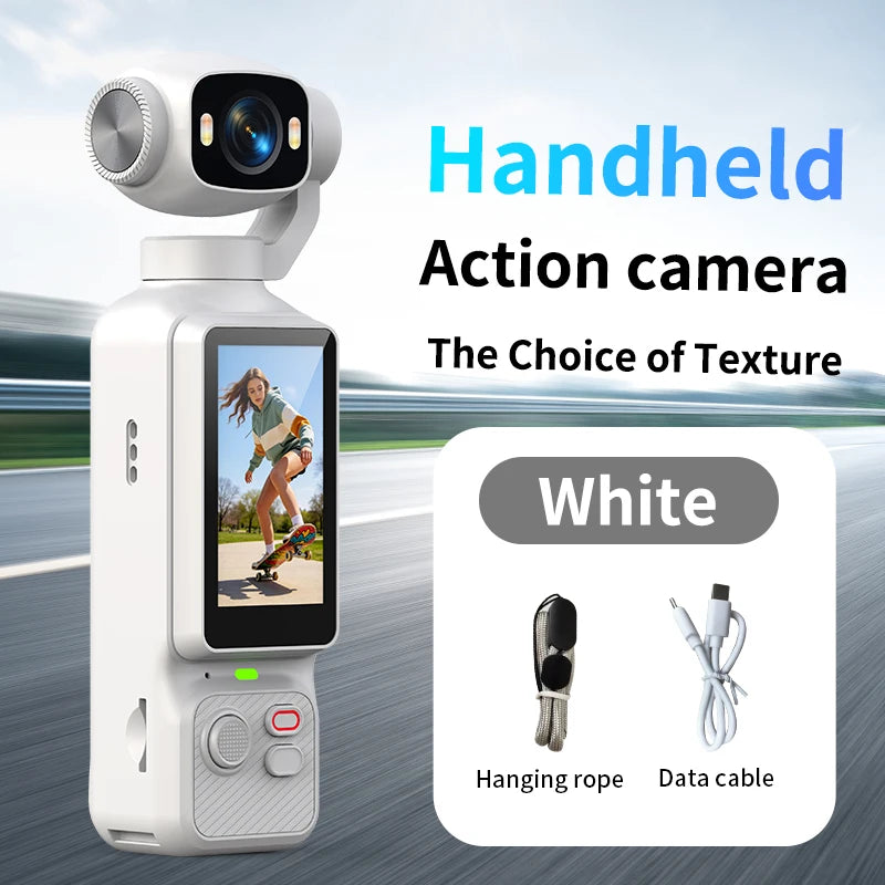 Pocket Handheld Vlog Camera 180°Rotatable Lens Anti-shake Stabilizer HD Portable Action Cam Built-in Fill Light Outdoor Travel