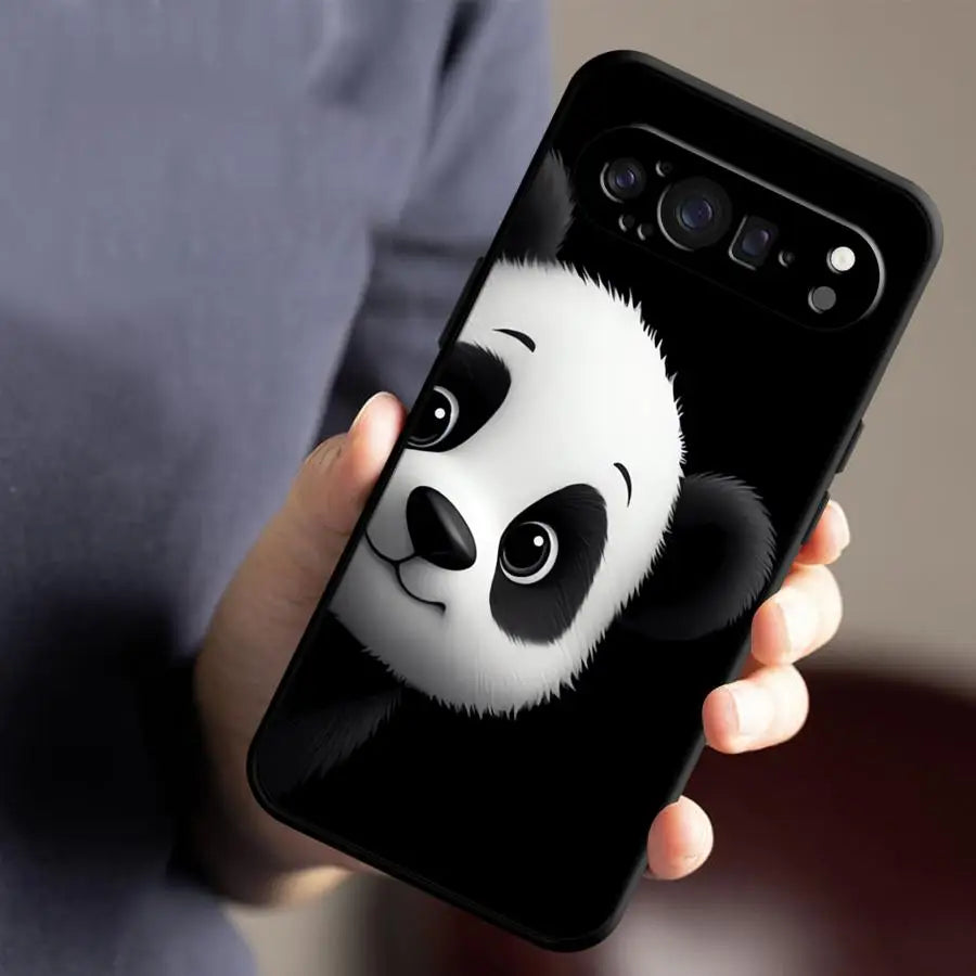 Funda Phone Cover Case for Google Pixel 10A 6a 7a 6 7 8 Pro 8a 9a 10 9 Pro XL Black White Panda
