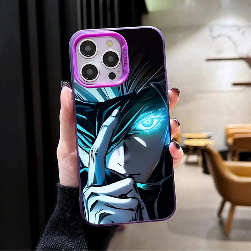 Cool Jujutsu Satoru Gojo Plating Hard Case for iPhone 17 Air 16 15 11 12 14 13 Pro Max XS X XR Plus 8 7 SE 2020 Shockproof Cover