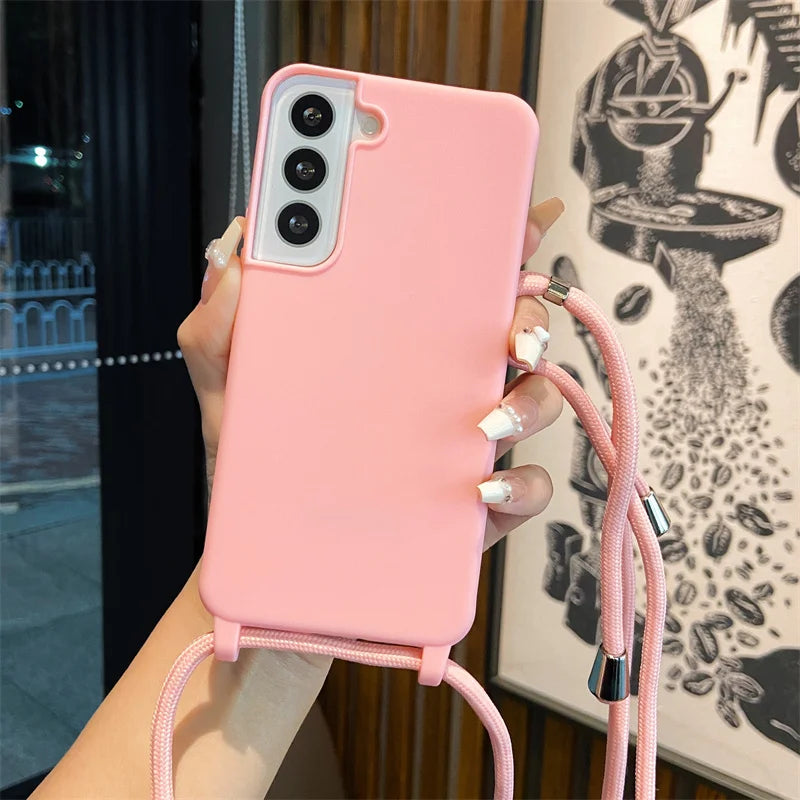 Crossbody Lanyard Strap Case For Samsung Galaxy S26 S25 Edge S24 S23 S22 S21 S20 FE Plus Note 10 20 Ultra A41 A21S 5G Soft Cover