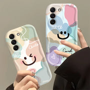 Minimalist Happy Smiley Face Design Soft Case for Samsung Galaxy S26 S24 S23 S25 Ultra Plus FE A17 A37 A57 A56 A36 A16 5G Cover
